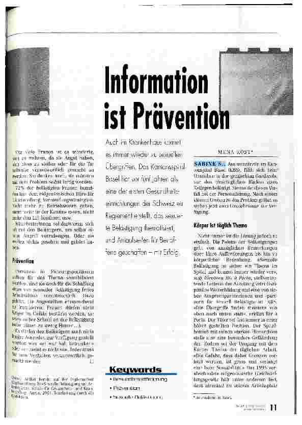 Vorschauseite 1: Information ist Prävention