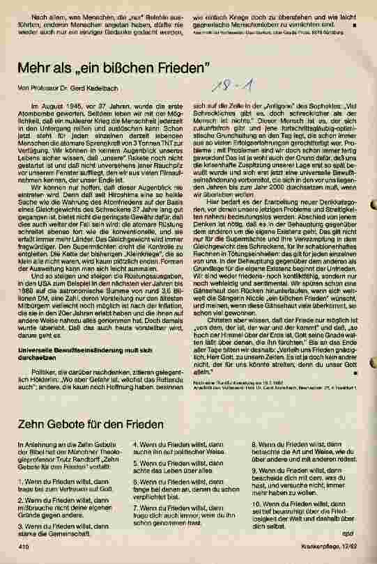 Vorschauseite 1: Mehr als ein bißchen Frieden