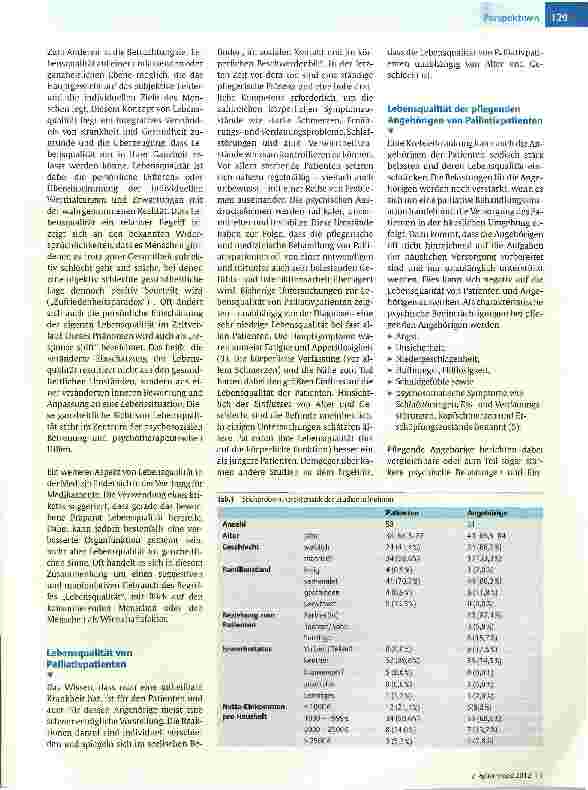 Vorschauseite 2: Gesundheitsbezogene Lebensqualität von häuslich versorgten Palliativpatienten legenden Angehörigen