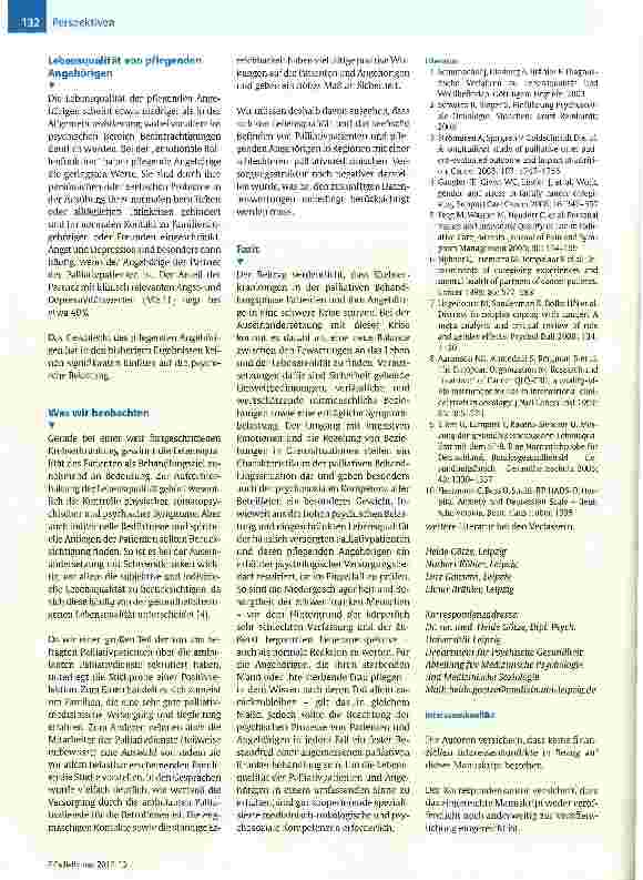 Vorschauseite 5: Gesundheitsbezogene Lebensqualität von häuslich versorgten Palliativpatienten legenden Angehörigen