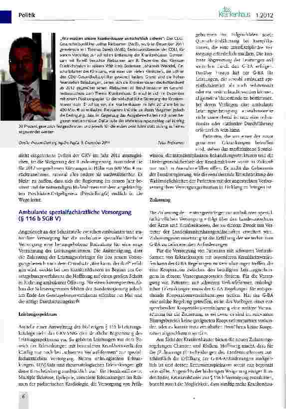 Vorschauseite 2: Das GKV-Versorgungsstrukturgesetz aus der Sicht der DKG