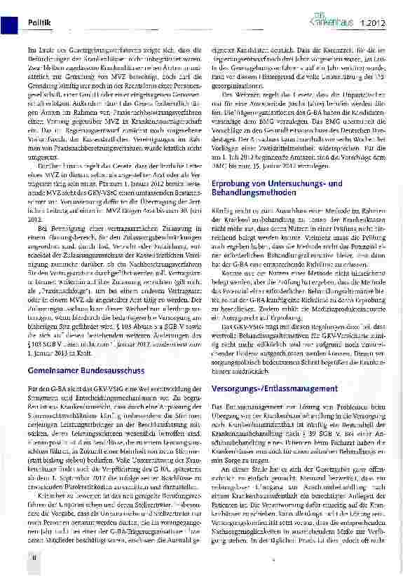 Vorschauseite 4: Das GKV-Versorgungsstrukturgesetz aus der Sicht der DKG