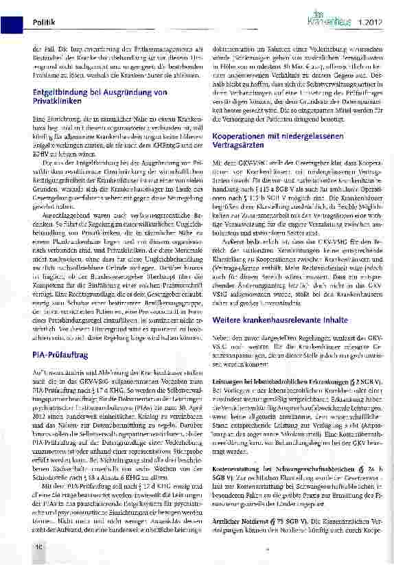 Vorschauseite 5: Das GKV-Versorgungsstrukturgesetz aus der Sicht der DKG
