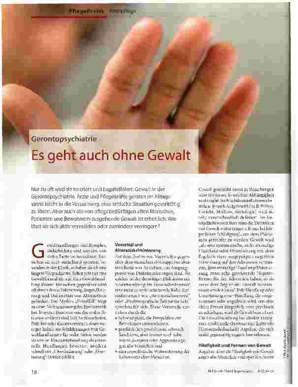 Vorschauseite 1: Gerontopsychiatrie Es geht auch ohne Gewalt
