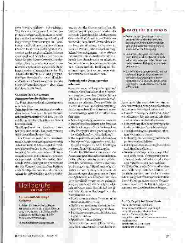 Vorschauseite 3: Gerontopsychiatrie Es geht auch ohne Gewalt