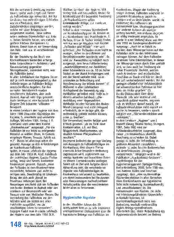 Vorschauseite 2: Hygienische, ökologische und ökonomische Aspekte zu Fußboden-Belägen im Krankenhaus