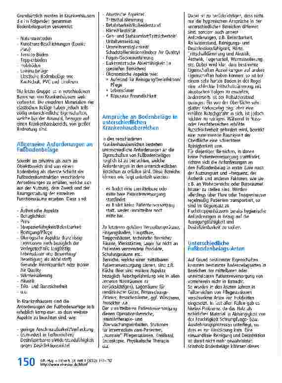 Vorschauseite 4: Hygienische, ökologische und ökonomische Aspekte zu Fußboden-Belägen im Krankenhaus