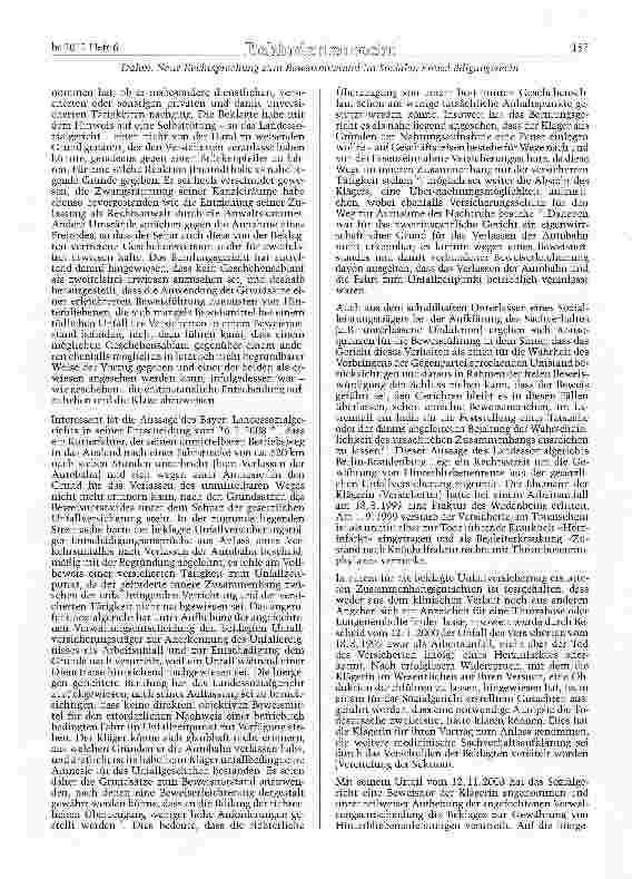 Vorschauseite 3: Neue Rechtsprechung zum Beweisnotstand im Sozialen Entschädigunesrecht und im Recht der gesetzlichen Unfallversicherung