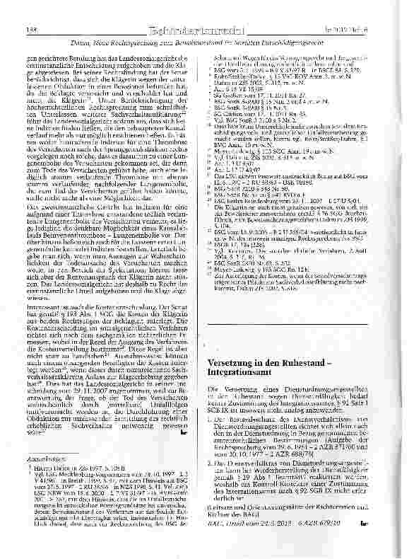 Vorschauseite 4: Neue Rechtsprechung zum Beweisnotstand im Sozialen Entschädigunesrecht und im Recht der gesetzlichen Unfallversicherung