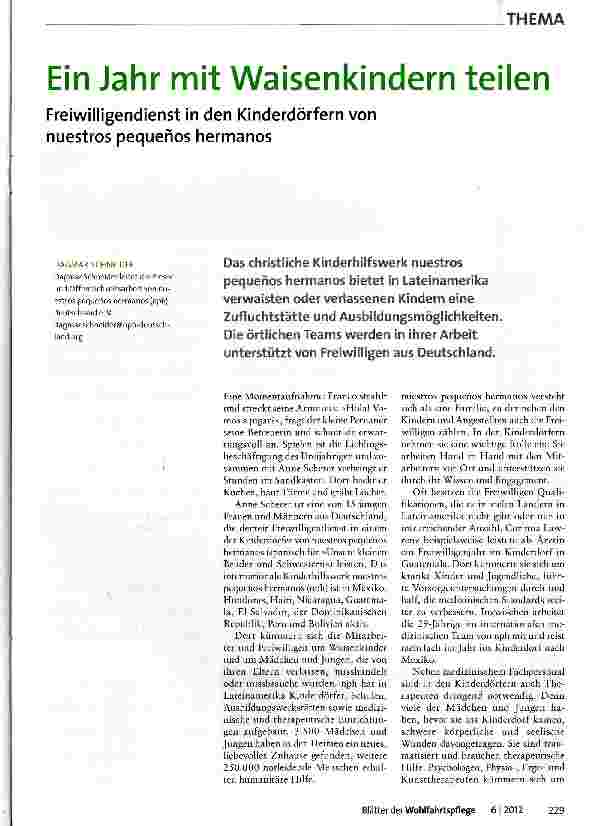Vorschauseite 1: Ein Jahr mit Waisenkindern teilen
