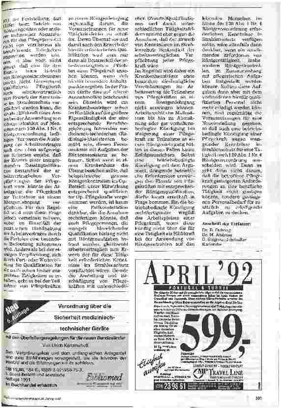 Vorschauseite 2: Muß Pflegepersonal an einem Röntgenlehrgang teilnehmen?