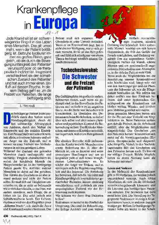Vorschauseite 1: Krankenpflege in Europa Tschechoslowakei: Die Schwester und die Freizeit der Patienten