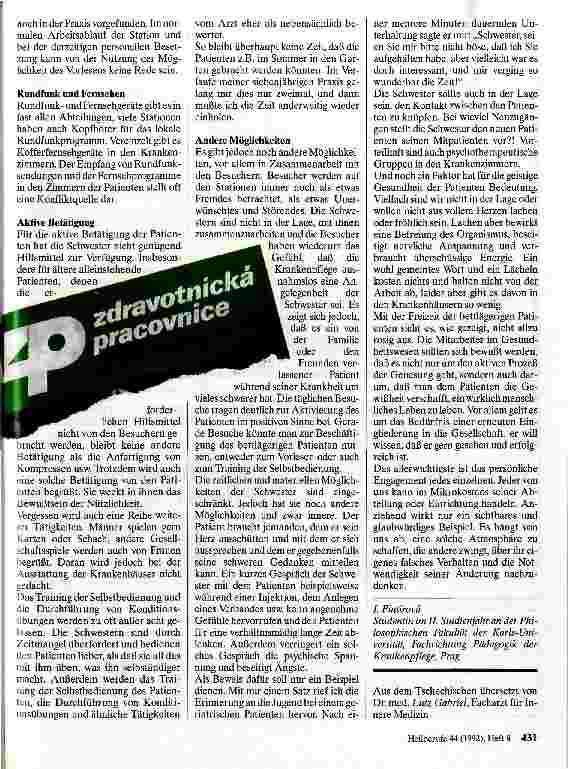Vorschauseite 2: Krankenpflege in Europa Tschechoslowakei: Die Schwester und die Freizeit der Patienten