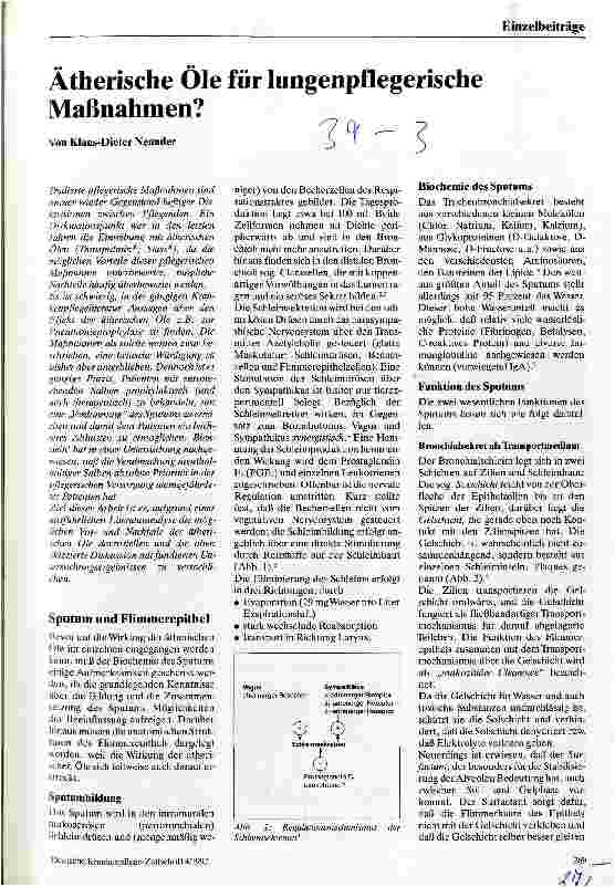 Vorschauseite 1: Ätherische Öle für lungenpflegerische Maßnahmen?