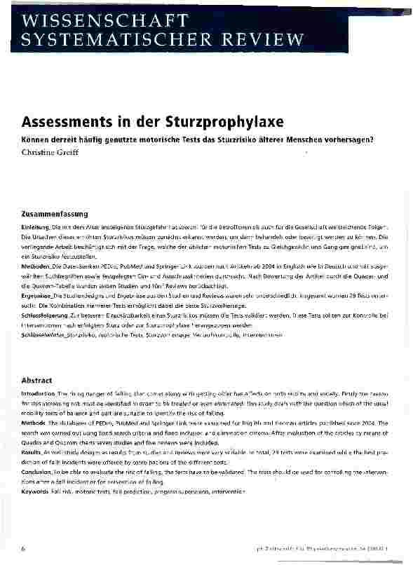 Vorschauseite 1: Assessments in der Sturzprophylaxe