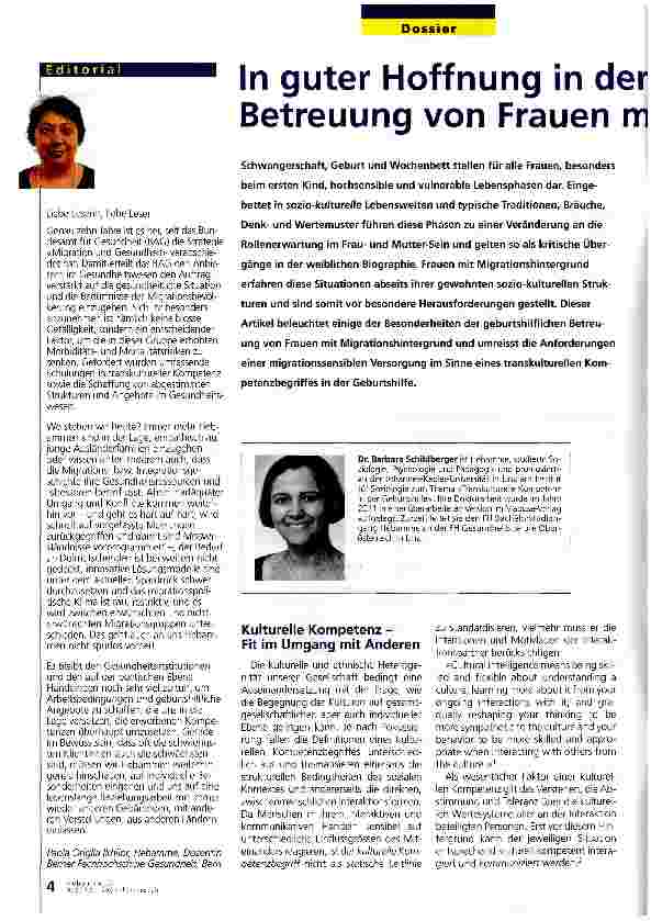 Vorschauseite 1: In guter Hoffnung in der Fremdezur geburtshilflichen Betreuung von Frauen mit Migrationshintergrund