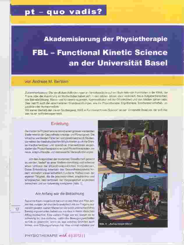 Vorschauseite 1: Akademisierung der Physiotherapie FBL - Functional Kinetic Science an der Universität Basel