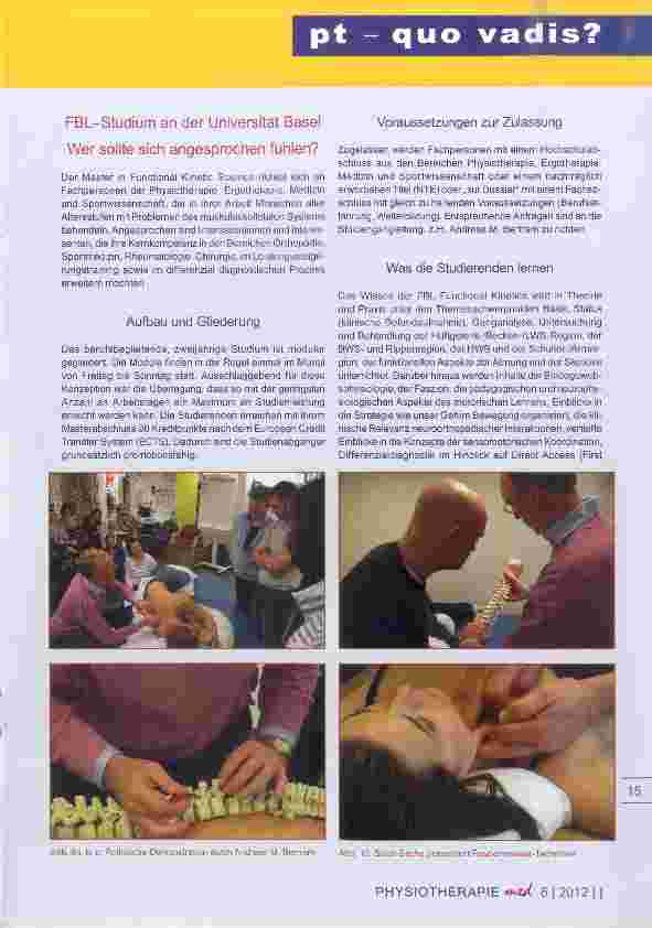 Vorschauseite 4: Akademisierung der Physiotherapie FBL - Functional Kinetic Science an der Universität Basel
