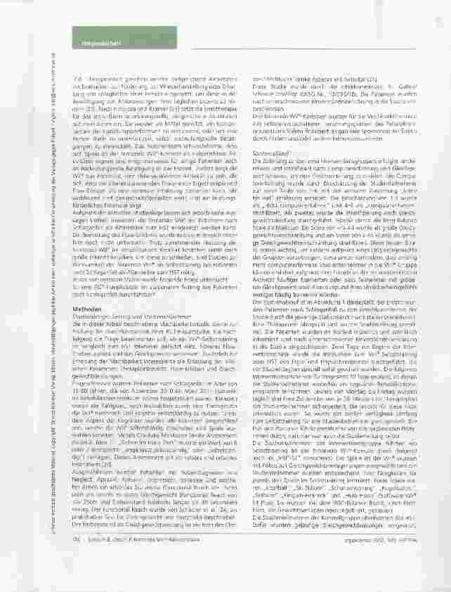 Vorschauseite 4: Sind Nintendo Wii®-Balancespiele eine machbare Alternative zum herkömmlichen Selbsttraining des Gleichgewichts nach Schlaganfall?