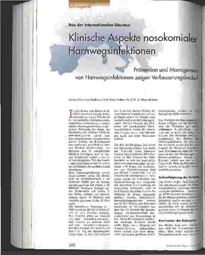 Vorschauseite 1: Klinische Aspekte nosokomialer Harnwegsinfektionen