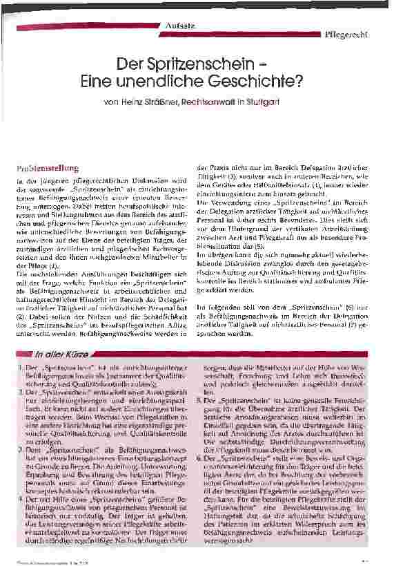 Vorschauseite 1: Der Spritzenschein Eine unendliche Geschichte?