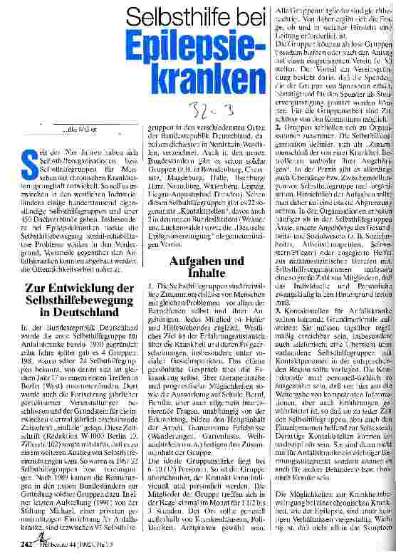Vorschauseite 1: Selbsthilfe bei Epilepsiekranken