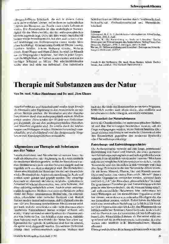 Vorschauseite 1: Therapie mit Substanzen aus der Natur