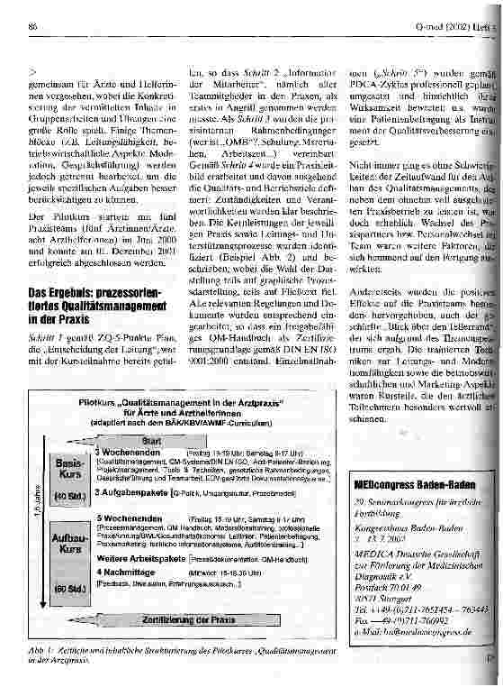 Vorschauseite 2: Qualitätsmanagement in der Arztpraxis - ein innovatives Kurskonzept gemäß BÄK/KBV/AWMF-Curriculum