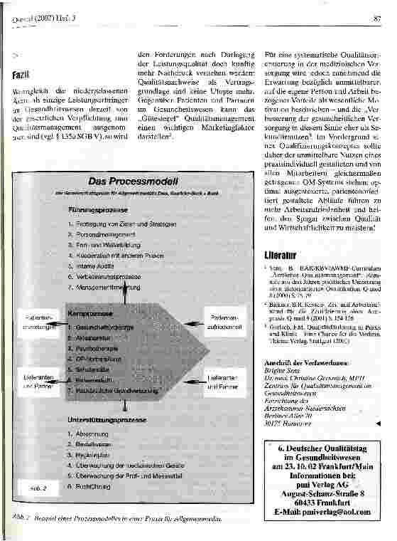 Vorschauseite 3: Qualitätsmanagement in der Arztpraxis - ein innovatives Kurskonzept gemäß BÄK/KBV/AWMF-Curriculum