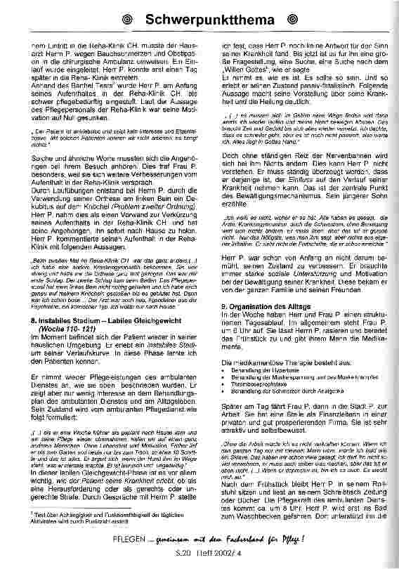 Vorschauseite 4: Pflegeund Krankheitsverlaufskurve eines Patienten mit Schlaganfall