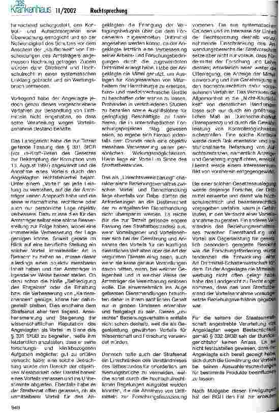 Vorschauseite 3: Antikorruptionsgesetz - Strafbarkeit einer Drittmitteleinwerbung