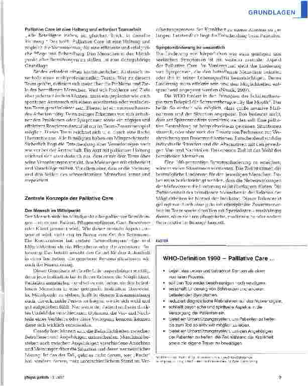 Vorschauseite 3: Schlüsselbegriffe und Konzepte in der Palliative Care