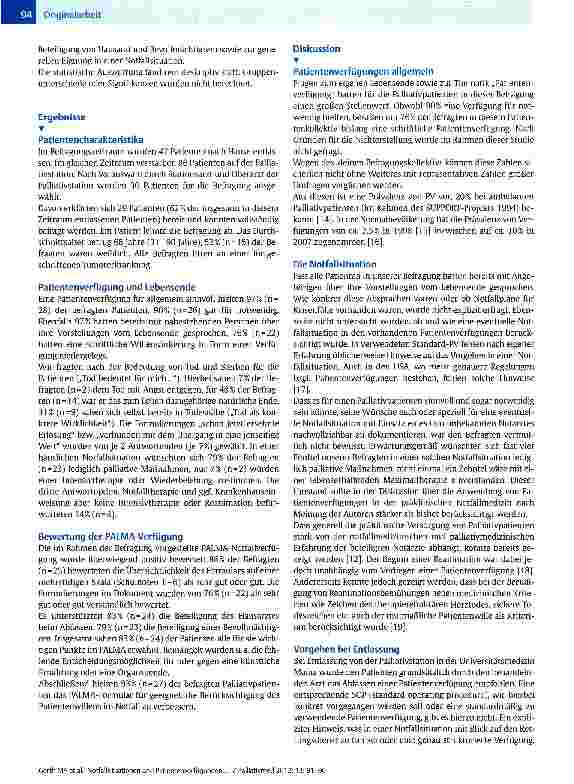 Vorschauseite 4: Notfallsituationen und Patientenverfügungen aus der Sicht des Palliativpatienten -Ergebnisse einer Befragung