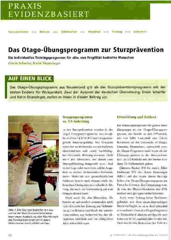 Vorschauseite 1: Das Otago-Übungsprogramm zur Sturzprävention