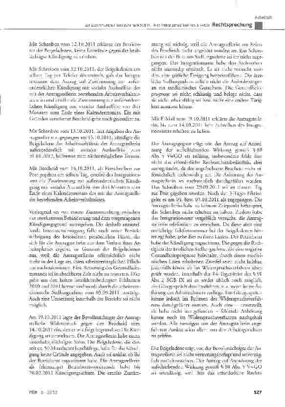 Vorschauseite 2: Zur Zustimmung zur Kündigung nach SGB IX -hier: Antrag gemäß § 80 Abs. 5 VwGO