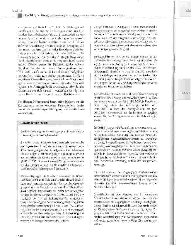 Vorschauseite 5: Zur Zustimmung zur Kündigung nach SGB IX -hier: Antrag gemäß § 80 Abs. 5 VwGO