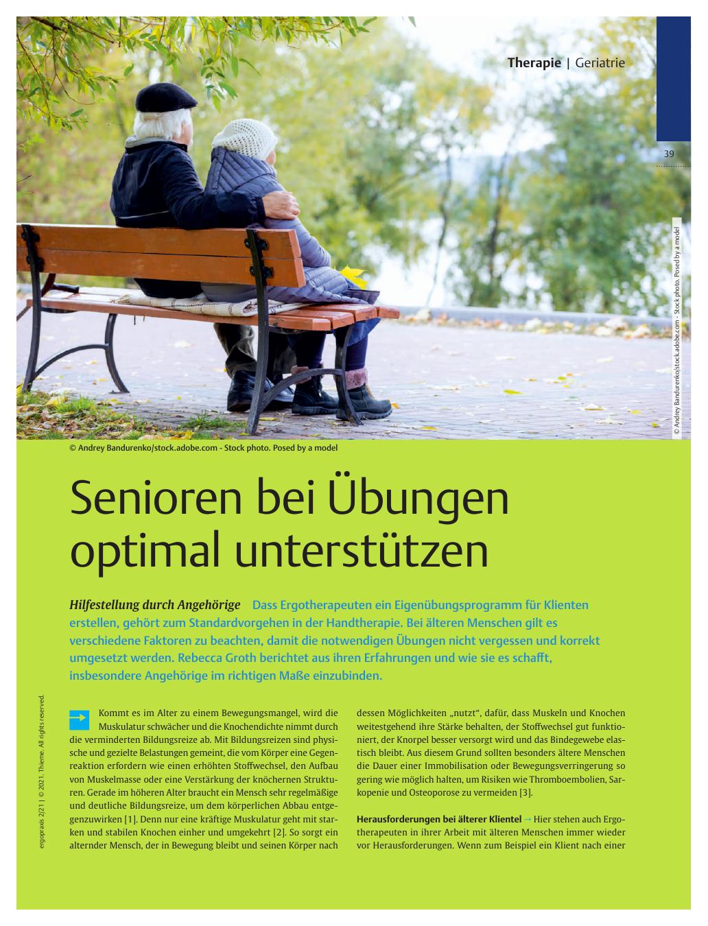 Vorschauseite 1: Senioren bei Übungen optimal unterstützen - Hilfestellung durch Angehörige