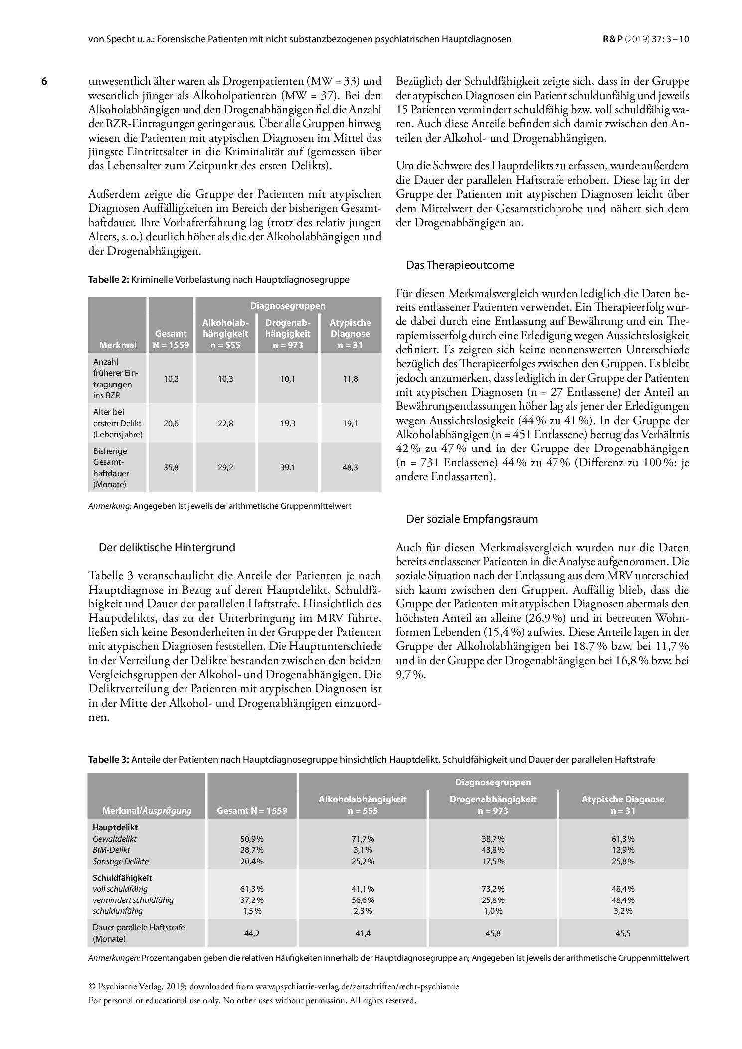 Vorschauseite 4: Forensische Patienten gemäß § 64 StGB mit nicht substanzbezogenen psychiatrischen Hauptdiagnosen
