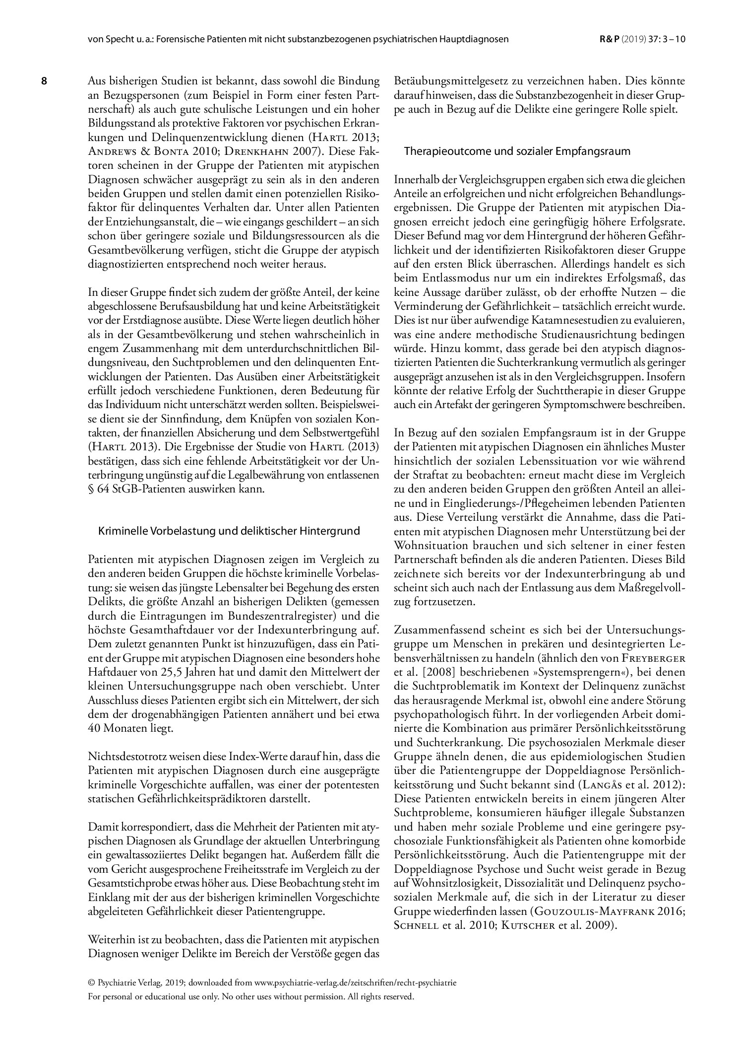 Vorschauseite 6: Forensische Patienten gemäß § 64 StGB mit nicht substanzbezogenen psychiatrischen Hauptdiagnosen