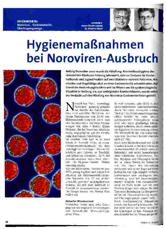Vorschauseite 1: Hygienemaßnahmen bei Noroviren-Ausbruch