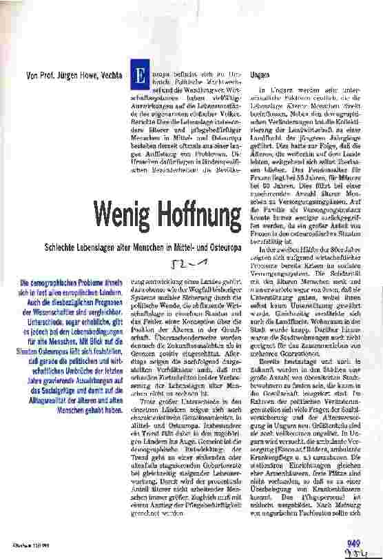 Vorschauseite 1: Wenig Hoffnung Schlechte Lebenslagen alter Menschen in Mittelund Osteuropa