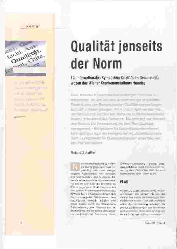 Vorschauseite 1: Qualität jenseits der Norm