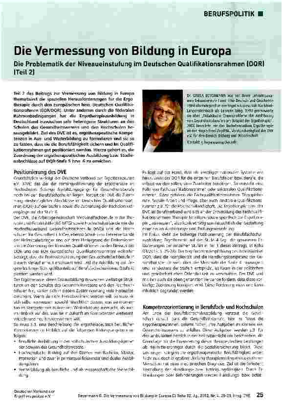 Vorschauseite 1: Die Vermessung von Bildung in Europa Die Problematik der Niveaueinstufung im Deutschen Qualifikationsrahmen (DQR) (Teil 2)