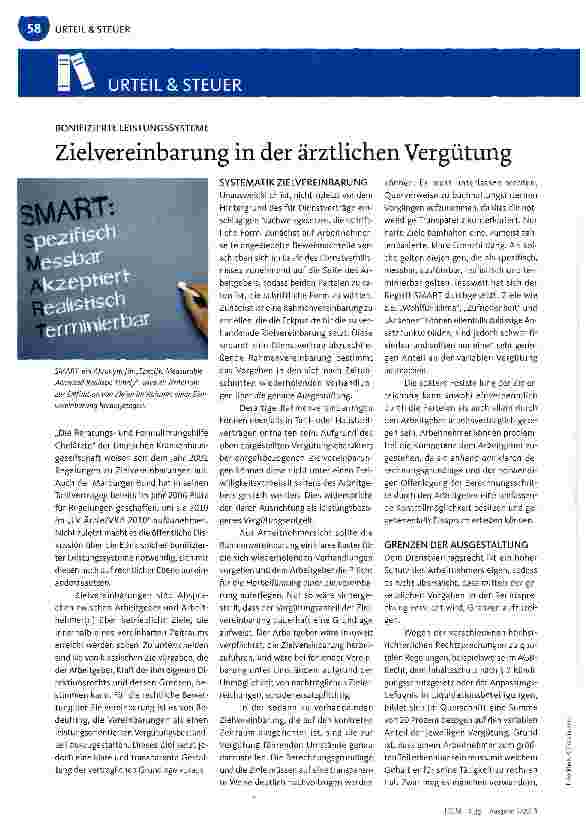 Vorschauseite 1: Zielvereinbarung in der ärztlichen Vergütung