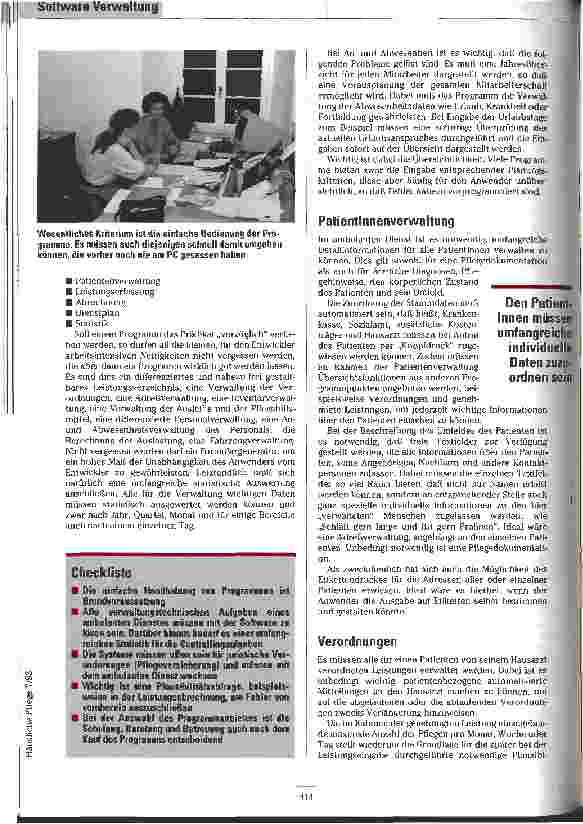 Vorschauseite 2: Erstes Programm Anforderungen an die Software zur Verwaltung einer Sozialstation