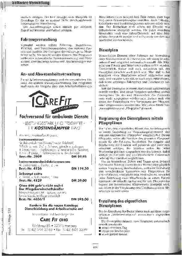 Vorschauseite 4: Erstes Programm Anforderungen an die Software zur Verwaltung einer Sozialstation