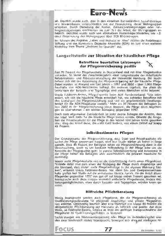 Vorschauseite 2: Betreute Wohngruppen, ein bedarfsgerechtes Angebot für die Zukunft? Erfahrungsaustausch der Akteure betreuter Wohngruppen