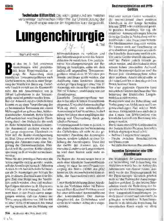 Vorschauseite 1: Lungenchirurgie 4. Teil Technische Hilfsmittel