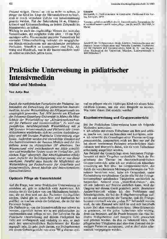Vorschauseite 2: Verbrennungen im Kindesalter Durchführung und Überwachung der Infusionstherapie