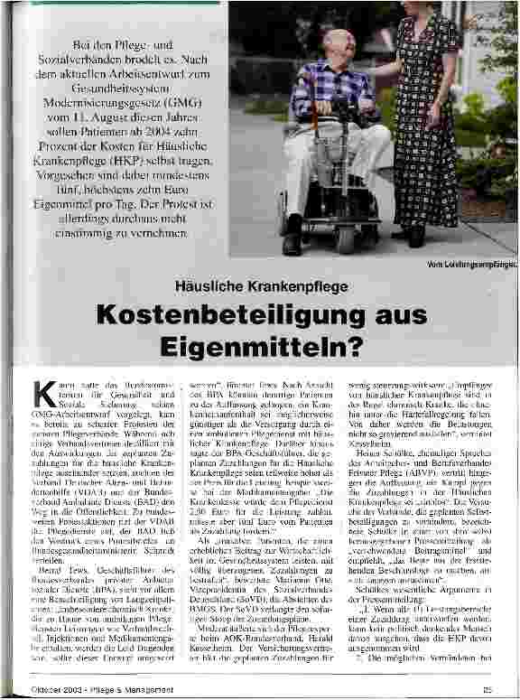 Vorschauseite 1: Kostenbeteiligung aus Eigenmitteln? Häusliche Krankenpflege